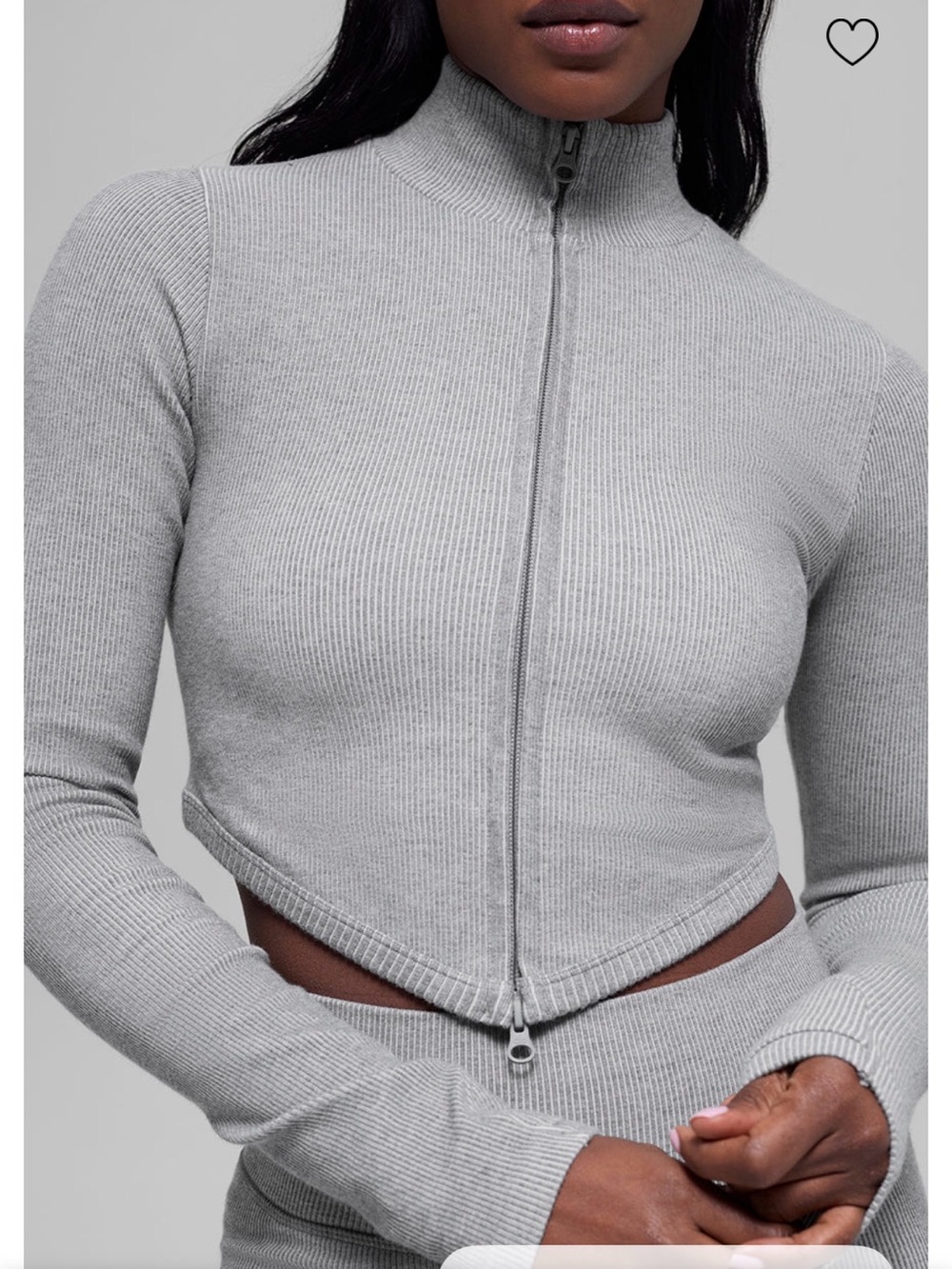 Alo Seamless Two Tone Rib Jacket - Light Misty Grey Heather size M